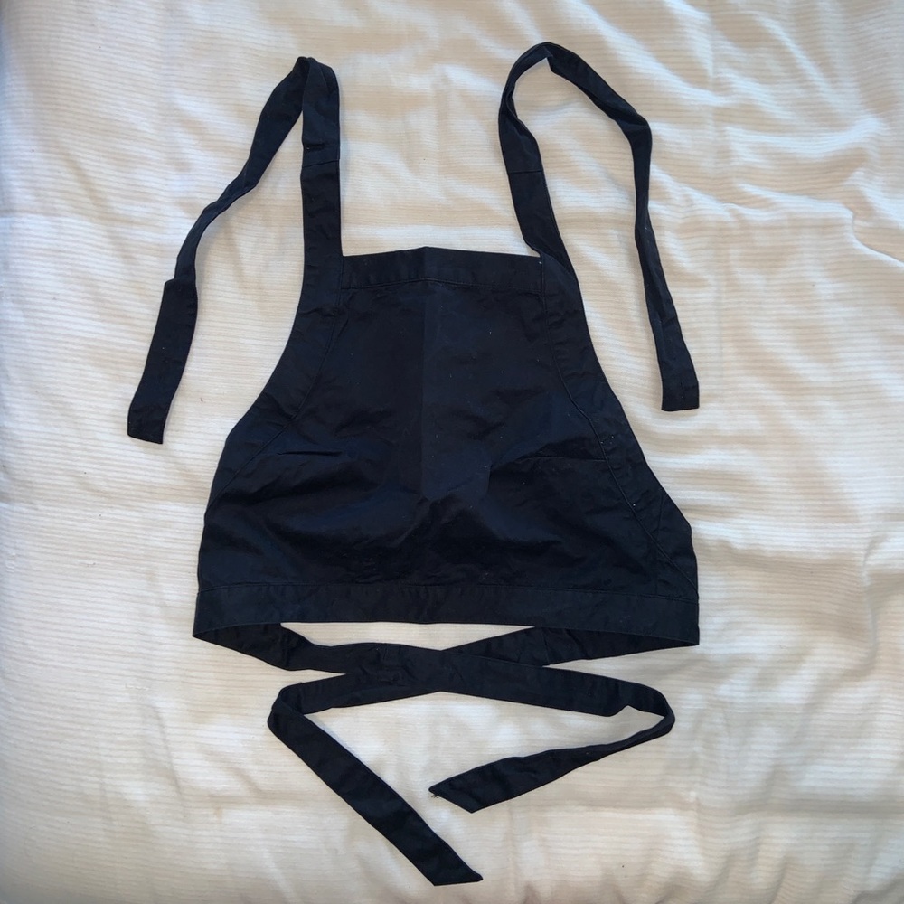UO black tie around crop top exposed back